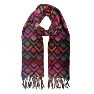 NEW V. FRAAS women's peacock feathers cashmink scarf in bristol black